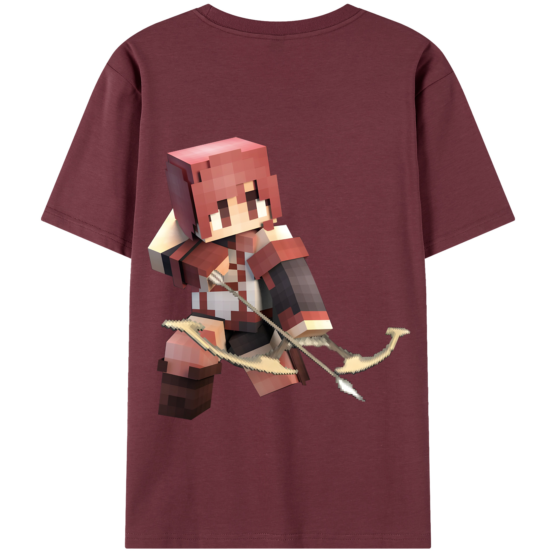 （画像用） マインクラフト ブロックの世界 Minecraft MC Block world 綿100％半袖Tシャツ（背面プリント）